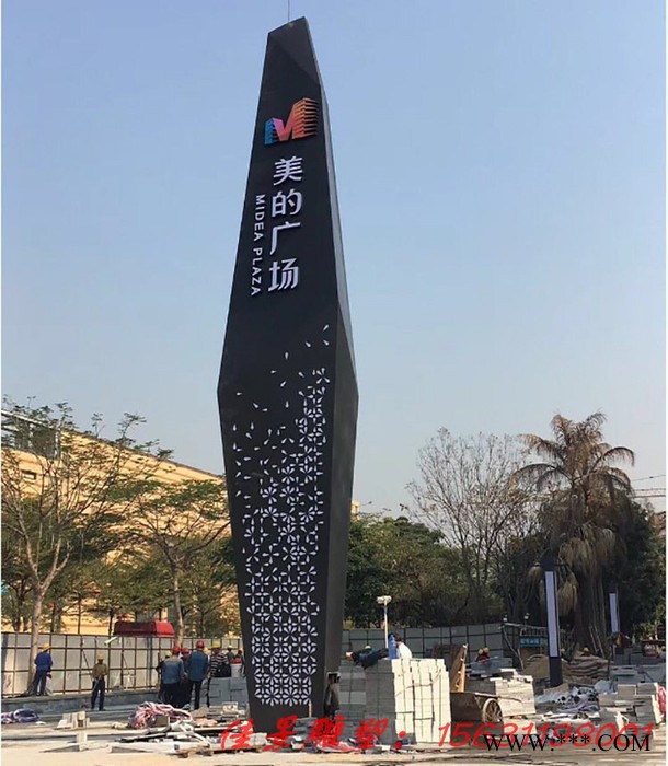 城市街道大型不锈钢精神堡垒地标指示导向牌雕塑 大型景观雕塑摆件图6