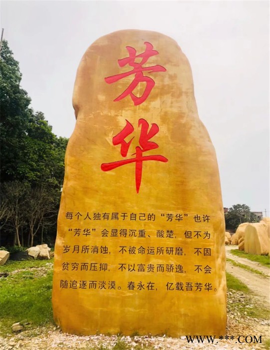 厦门学校门牌石 厦门景观石 小区点缀黄蜡石图1