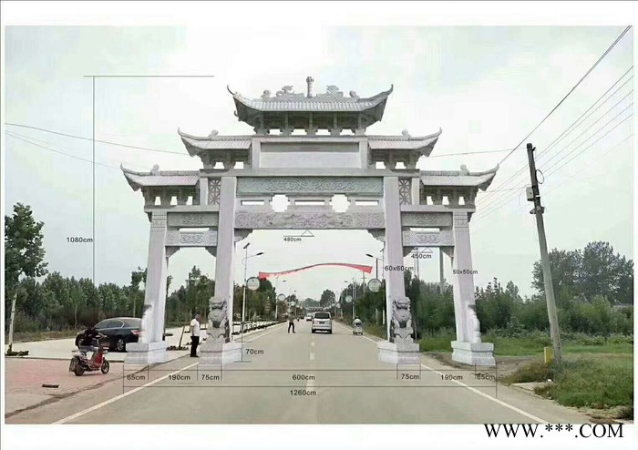 专业制作三门五楼石牌坊 青石传统石牌坊 一门牌楼设计 价格面议图4