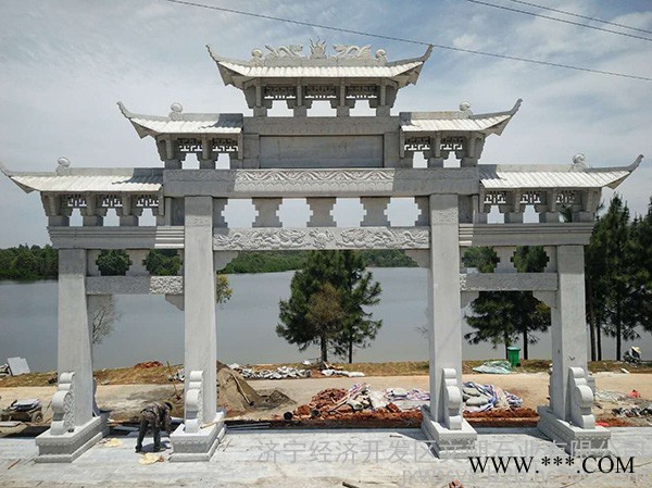 山东石雕厂家大量直销村庄石雕门楼 寺庙山门牌坊 欢迎订购图2
