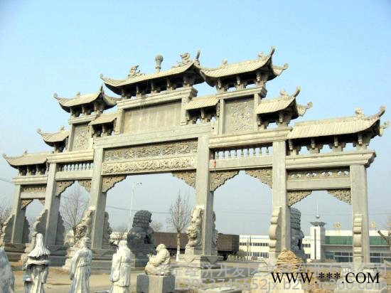 寺庙山门牌坊 石雕牌楼 村口石头门头牌坊  牌楼牌坊 石雕牌坊图1