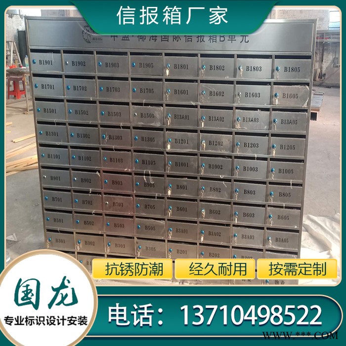 烤漆丝印信报箱  铁烤漆可丝印门牌编号信报箱  小区物业信箱批发 小区信报箱 国龙标识图1