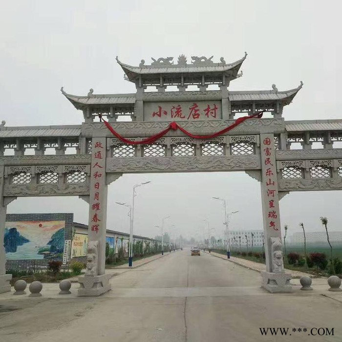 文朔石业供应花岗岩牌坊 景区牌坊  石牌坊 石牌楼 门牌楼 山门图3
