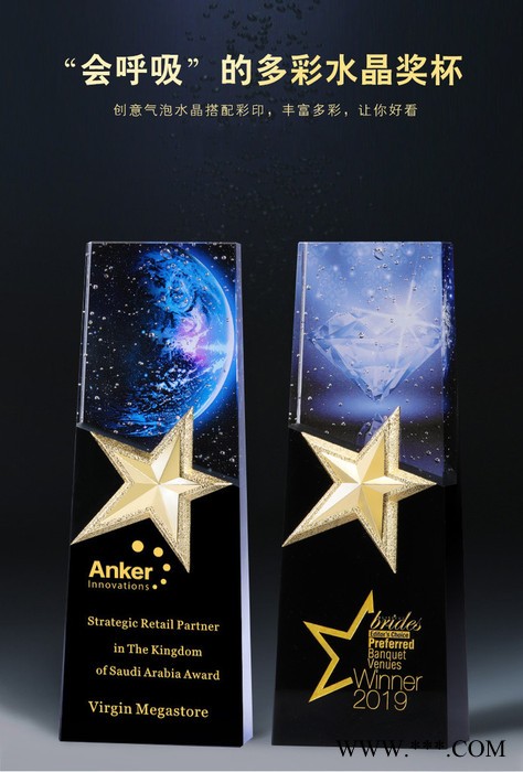 水晶奖杯奖牌定制大拇指五角星篮球赛授权牌制作退伍季纪念品图6