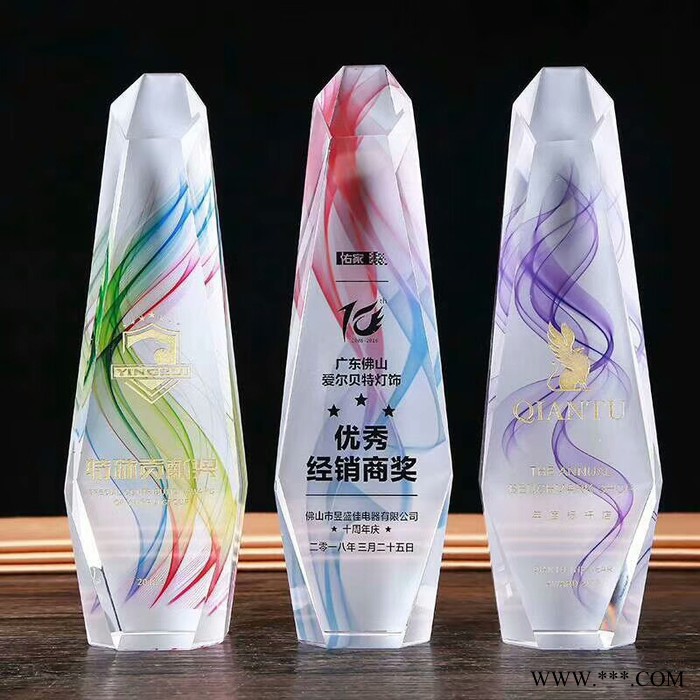 公司年会奖杯奖牌公司蓝白星光奖杯水晶奖杯琉璃奖杯生产厂家厂项目管理者奖杯图2