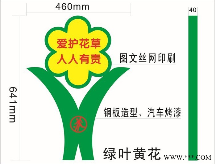 美艺标识供应绿叶黄花花草牌/广告牌/标识牌/宣传栏图6