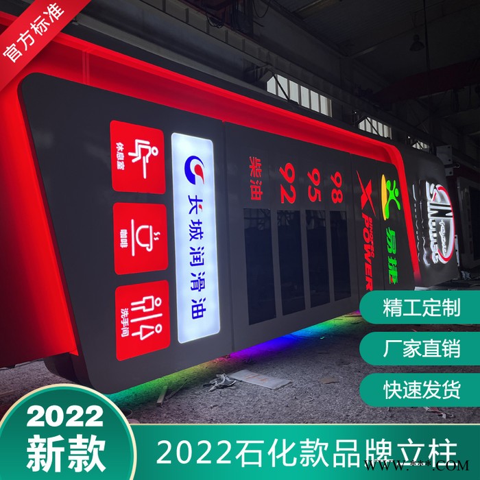 中国石化新款全铝板品牌立柱灯箱新型立式广告牌图4