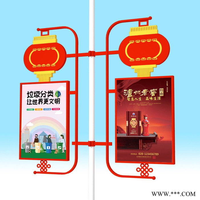 钦州太阳能供电灯杆灯箱 路灯广告牌 道旗灯箱制作厂家图1