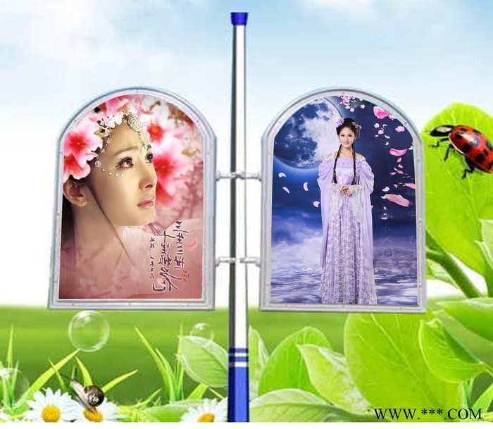 安丘路灯杆U型花边灯箱 灯箱定做 灯箱价格 灯箱制作 广告牌灯箱图3