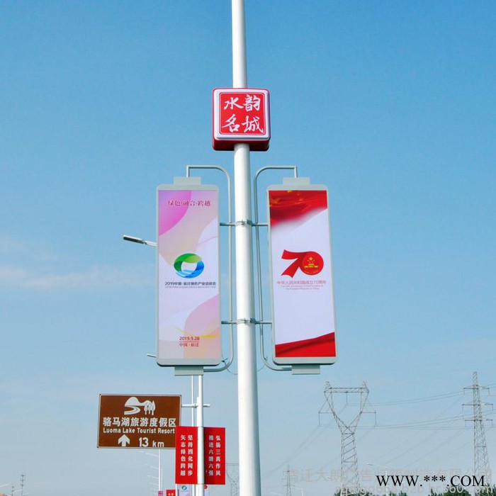 中国结灯杆灯箱抱柱路灯灯箱DLBZ5002灯杆广告牌双画面灯杆广告灯箱太阳能供电双面发光图7