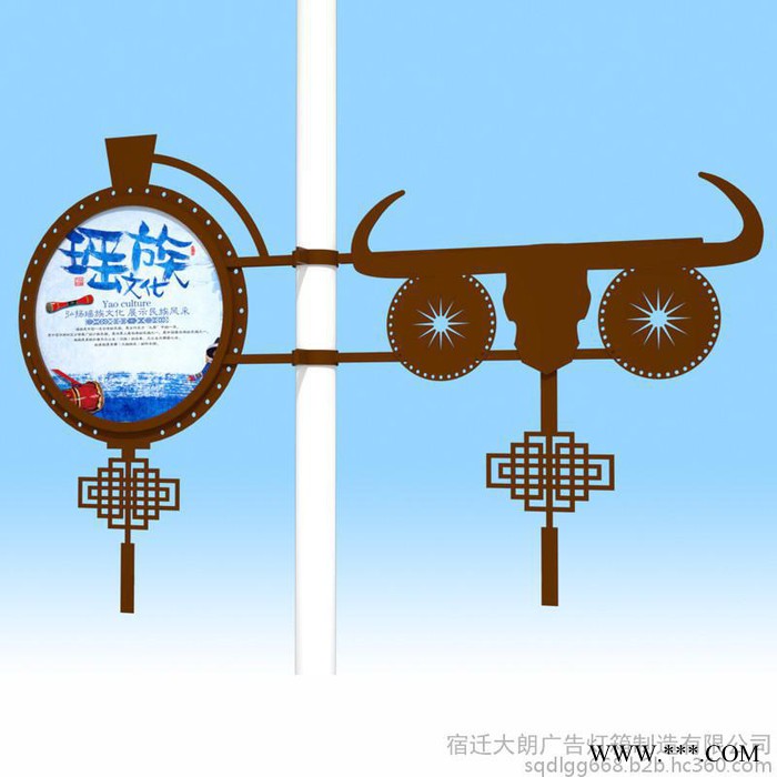中国结灯杆灯箱抱柱路灯灯箱DLBZ5002灯杆广告牌双画面灯杆广告灯箱太阳能供电双面发光图5