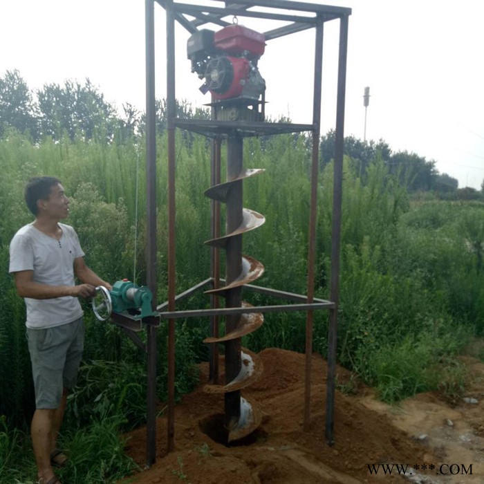 四轮拖拉机带钻眼机 双人手提式植树打坑机 广告牌立柱挖穴机高清图片图2