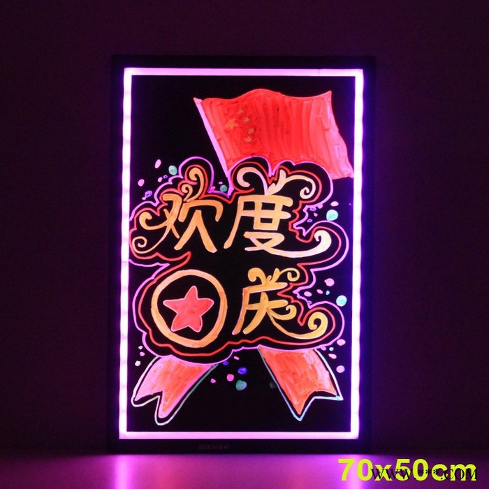 索彩手写电子LED荧光板地摊广告牌门店夜市商场发光招牌吸引客流彩色广告板70*50图2
