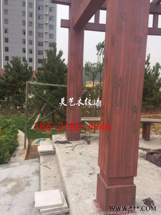 莫艺长沙仿木纹漆施工 金属木纹漆施工 镀锌管木纹漆护栏 广告牌木纹漆