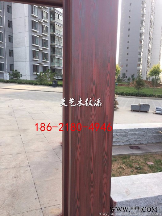 莫艺长沙仿木纹漆施工 金属木纹漆施工 镀锌管木纹漆护栏 广告牌木纹漆图4