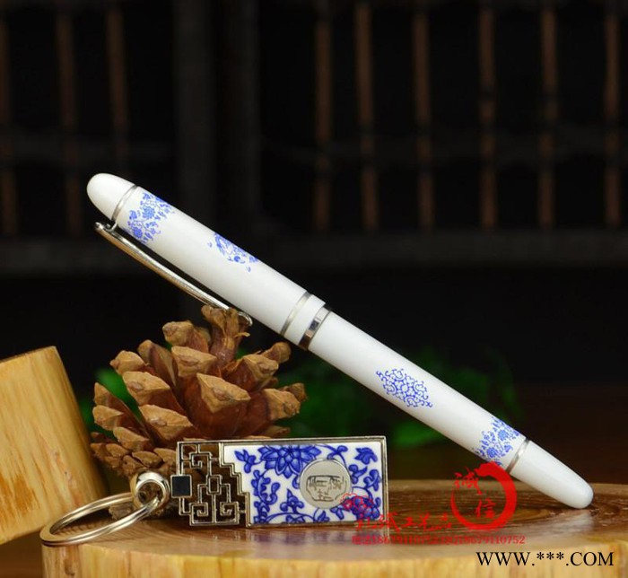 青花瓷钥匙扣套装 中国风陶瓷钥匙扣年会广告促销小礼品定制图2