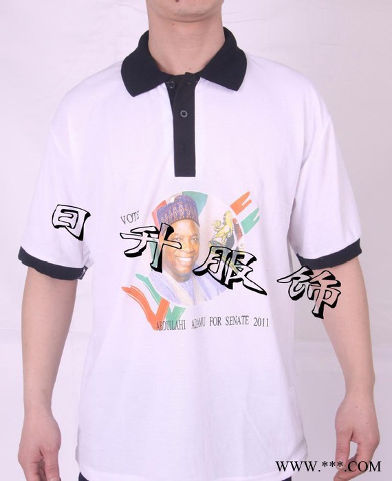 定制翻领汗衫 黑色翻领拼贴拼接t恤 定做涤棉广告衫文化衫图1