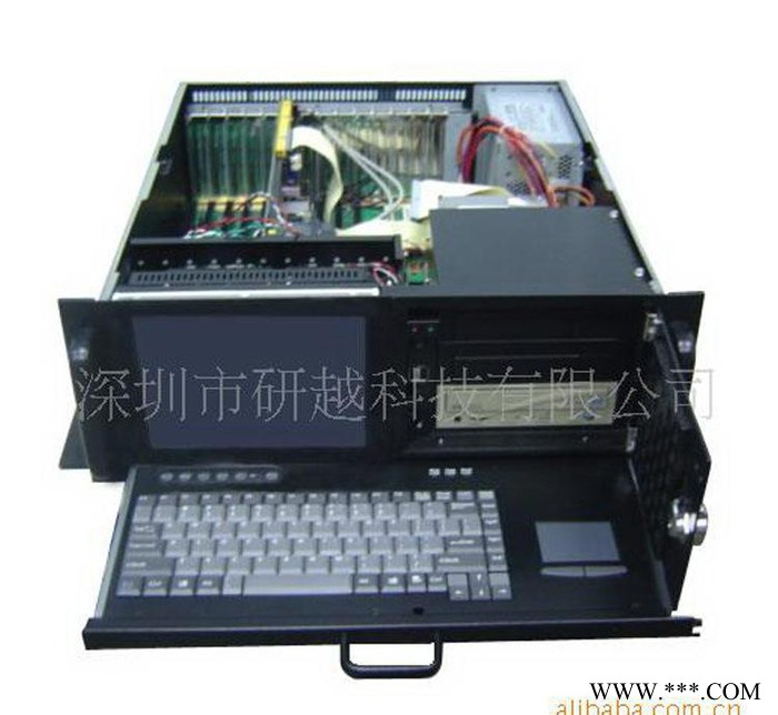研越  IWS-4086 4U一体化工作站 8”带键盘抽屉 支持14槽  工控机 工业电脑 工控电脑
