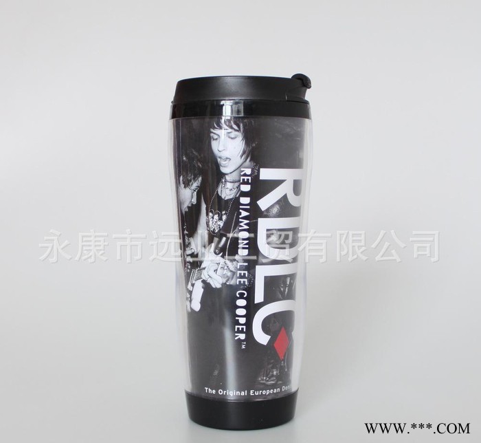 2014年新款杯子 380ml可拆卸水杯，双层塑料宣传咖啡杯图2