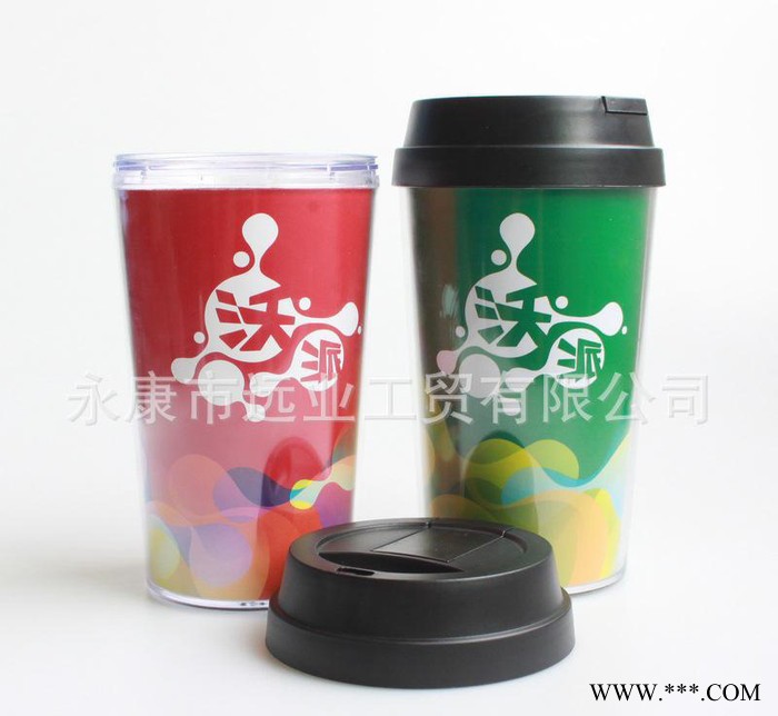 【直销】随彩杯罗文/超声波焊接双层塑料隔热杯子 汽车杯图2