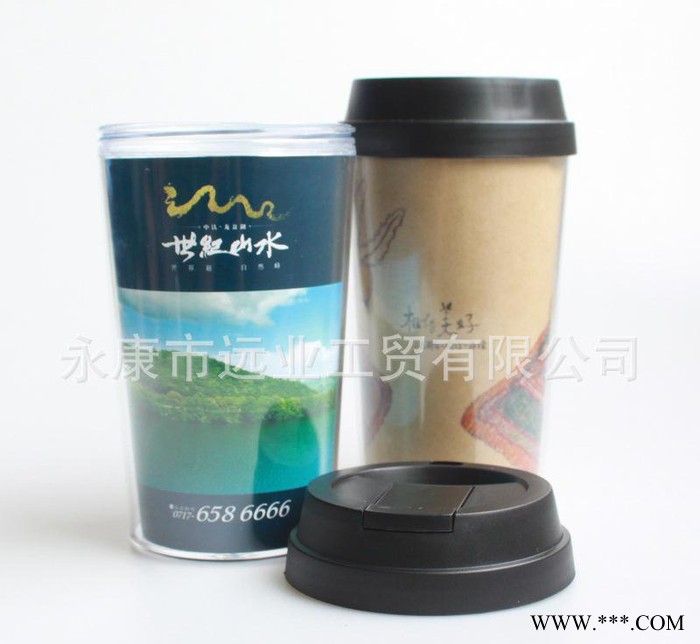 【直销】随彩杯罗文/超声波焊接双层塑料隔热杯子 汽车杯图1
