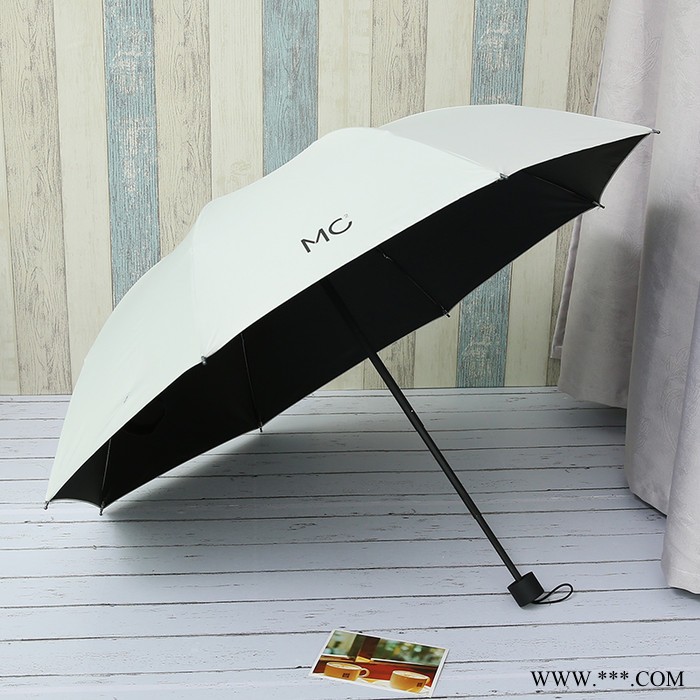 梦姿雨 定制广告伞印字印logo折叠雨伞黑胶晴雨两用遮阳伞防晒礼品伞图2