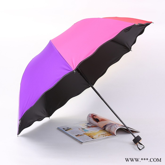 梦姿雨 遇水开花黑胶折叠伞可印刷logo印字定制广告伞礼品伞图2