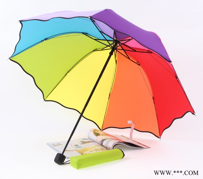 梦姿雨 折叠伞彩虹伞可印字印logo定制广告伞创意雨伞学生