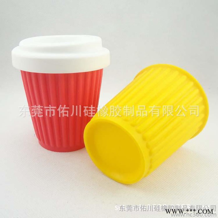 硅胶咖啡杯 莹光色硅胶杯子 带盖杯子 家居生活用品 厨房用品图3