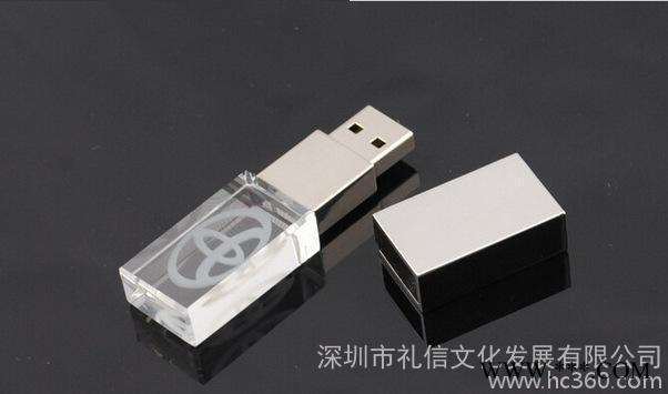 发光U盘迷你带灯光水晶u盘 个性精美透明水晶U盘年会会议礼品图1