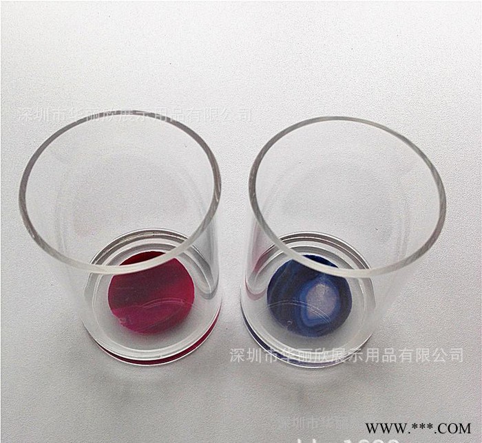 亚克力杯子 压克力底部内藏水晶石圆杯 有机玻璃制品