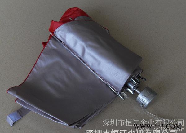 恒江伞业定做 HJ-00206 银胶布镀锌外翻拉线三折伞 广告伞图3