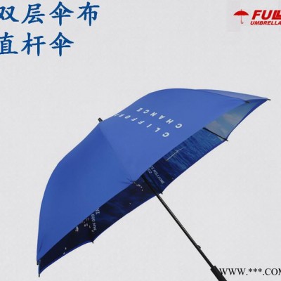 双层高尔夫伞 30寸8骨橡胶手柄防风雨伞 数码印刷拼接图案广告伞