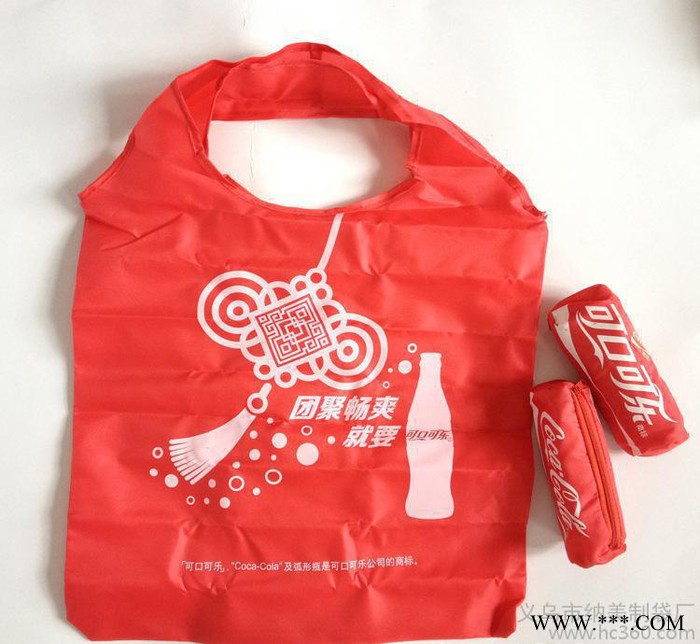 可口可乐杯子形状折叠礼品袋 圆柱形拉链折叠广告袋 环保涤纶1