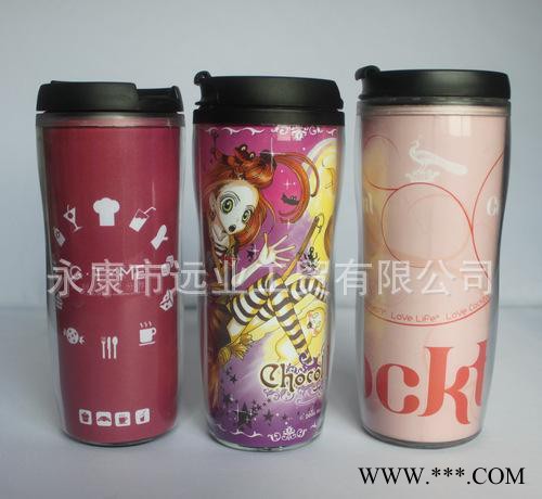 双层水杯 中档杯子 促销礼品杯 创意水杯双层塑料杯图2