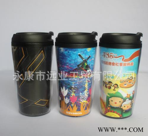 双层水杯 中档杯子 促销礼品杯 创意水杯双层塑料杯图1