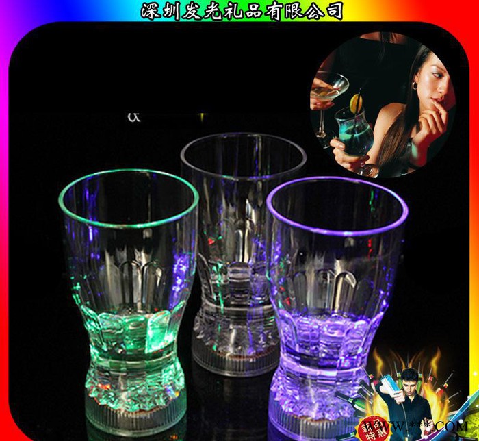 热卖广告礼品低价 发光啤酒杯/水感应闪光杯/促销礼品杯子图2