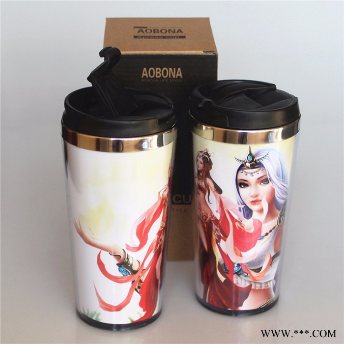 热卖咖啡杯 星巴克随行杯 广告礼品杯 不锈钢塑料杯子图7
