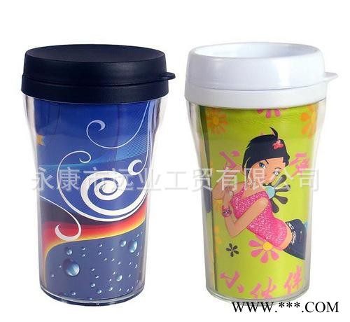 杯子工厂 星水杯  塑料广告杯 隔热汽车杯 双层塑料杯密封防图2