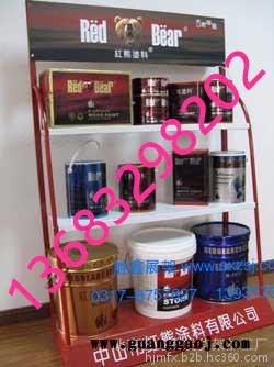 防水涂料展架,莱恩斯涂料展架,防水胶展架,油涂展示架,白乳胶展架图2
