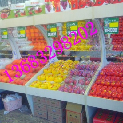 北京水果展架 带镜水果展架连锁水果店展架货架果多美水果货架 木质水果展架