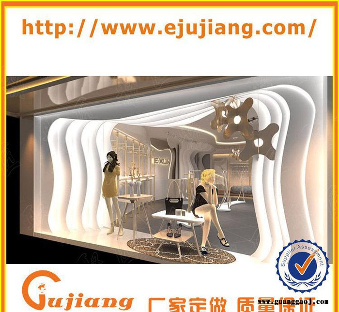 时尚品牌服装专柜定制  电镀不锈钢展架 店铺前台 聚匠设计