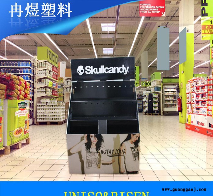生产中空板货架 生活用品展架 食品陈列架 轻型货架 落地展架图2