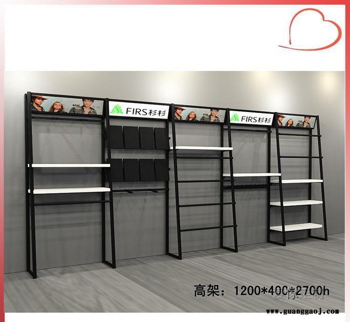 佛山服装展架靠墙A柱男装展示架铁艺烤漆服装店货架展架