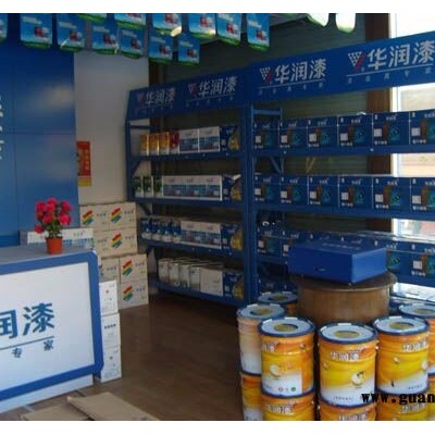 蓝色货架乳胶漆货架建材货架消防器货架储藏货架防水涂料展架北京
