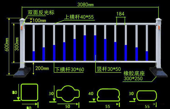 市政道路中央隔离栏|锌钢道路隔离栏|河南安阳交通护栏图3