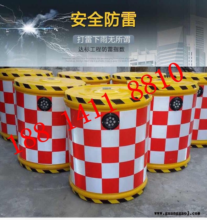 太阳能防撞桶 注塑料滚塑防撞桶 红白反光桶 交通隔离墩防撞水马 玻璃钢反光桶图5