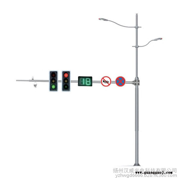 汉威光电HW-JTDGNZHG-22032108 交通标志牌综合杆厂家供应十字路口红绿灯标志牌多功能组合灯杆图3