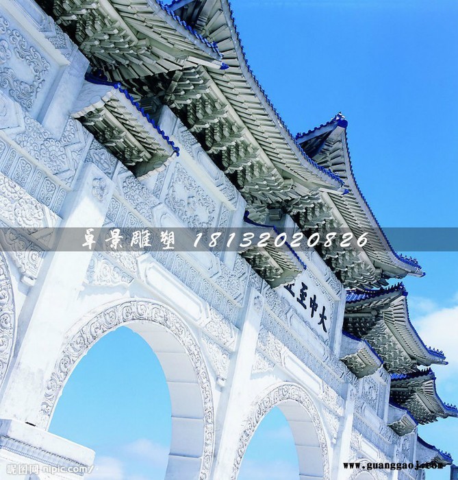 汉白玉牌坊石雕，城市标志牌坊图2