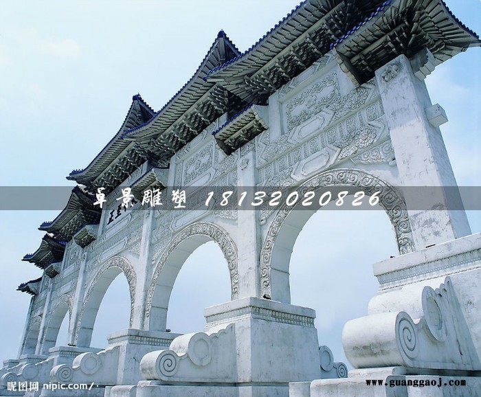 汉白玉牌坊石雕，城市标志牌坊图7